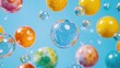 © Olena - Colorful Lotto Balls Soaring Against a Blue Backdrop: Symbolizing Luck and Winning Opportunities