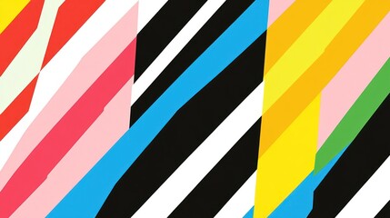 Poster - Abstract Diagonal Stripes Bright Color Composition