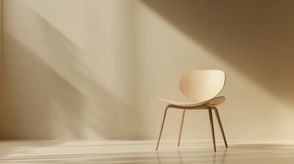 Poster - Light Wooden Chair In Minimalist Room Setting