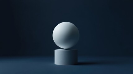 Poster - A single white egg rests atop a small grey cylinder