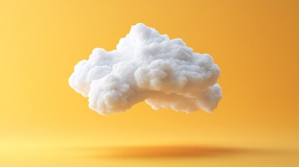 Poster - A single fluffy white cloud floats against a yellow background