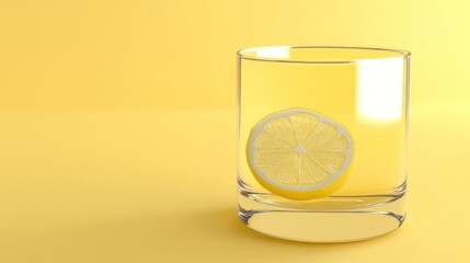 Poster - A lemon slice rests inside a clear glass