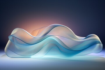Poster - Smooth glass wave flowing on gradient background, creating an abstract and elegant composition