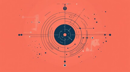 Aufkleber - Abstract Geometric Design Featuring Concentric Circles and Dots