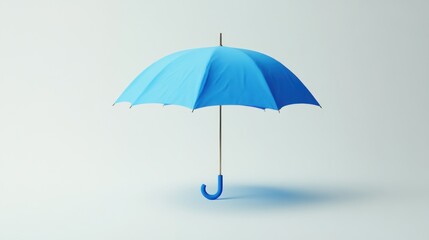 Poster - A Single Blue Umbrella Stands Against A Plain White Background