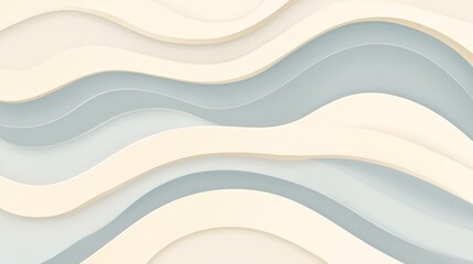 Poster - Abstract Wave Pattern in Cream and Blue Hues