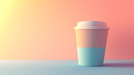 Poster - Pastel Coffee Cup On A Color Gradient Background