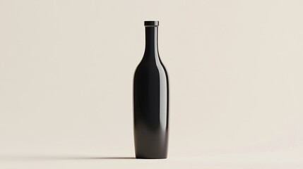 Poster - A single black glass bottle stands against a neutral background