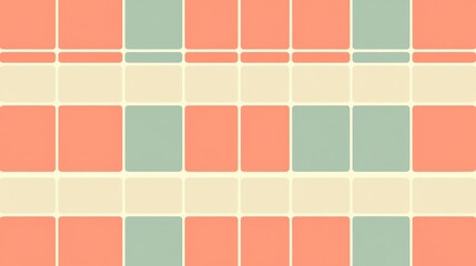 Poster - Abstract Geometric Pattern with Coral and Green Squares