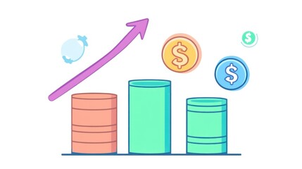 Poster - Increasing Financial Growth Shown With Stacked Coins and Arrow
