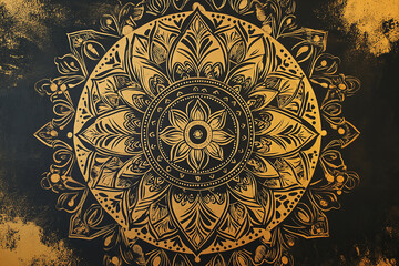 Poster - An ornate mandala design with intricate golden details