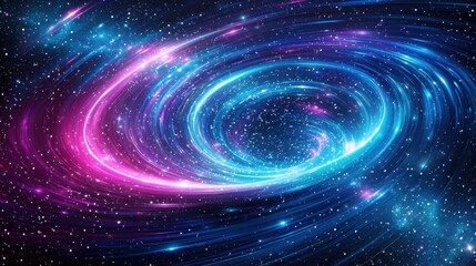 Wall Mural - a mesmerizing cosmic whirlpool showcases vibrant hues of blue and pink swirling against a backdrop o
