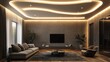 © Zuhaib - A sleek decorative ceiling with integrated LED strip lighting casting soft, modern illumination