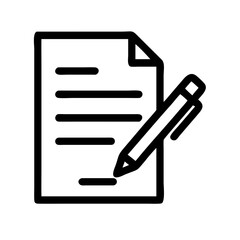 Poster - Document, signature, pencil, contract, form, write, sign. Icon for signing documents, contracts, and agreements. Use on legal, business, or education sites.