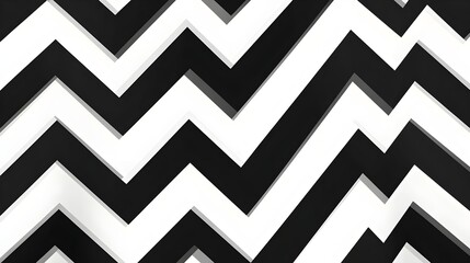 Wall Mural - A bold zigzag pattern in deep black on a crisp white background.