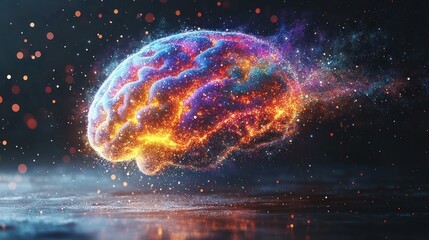 Poster - A vivid brain design showcases creativity and intelligence against a cosmic backdrop filled with stars