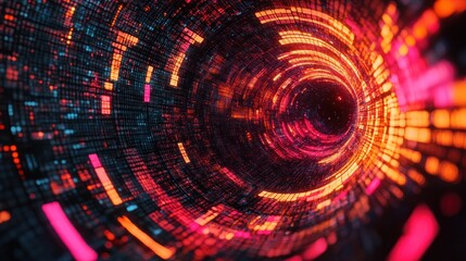 Poster - Vibrant patterns and colors form a dynamic, abstract tunnel, creating a captivating visual experience