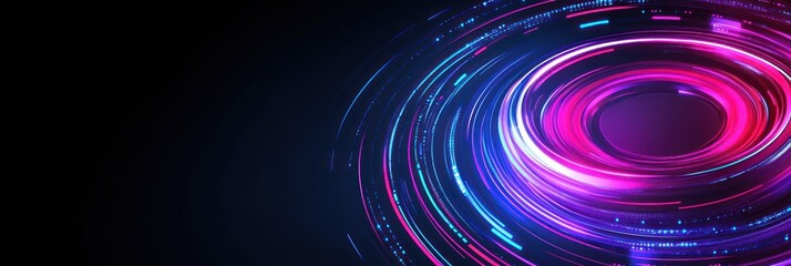 Poster - Swirling light patterns in vivid pink and blue hues create a dynamic movement effect in darkness