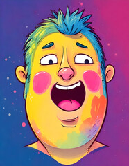 Colorful illustration of a man's face