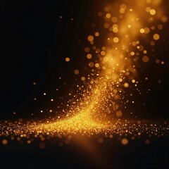 Wall Mural - Shimmering gold dust particles suspended in darkness, spark, glitter