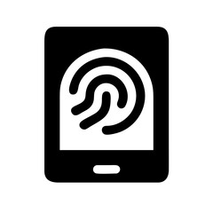 Poster - Fingerprint icon, black outline, white background. Security, identification, biometric. Use for security apps, technology blogs, UI/UX.