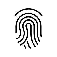 Poster - Fingerprint icon, black outline, white background. Security, identification, biometric. Use for security apps, technology blogs, UI/UX.