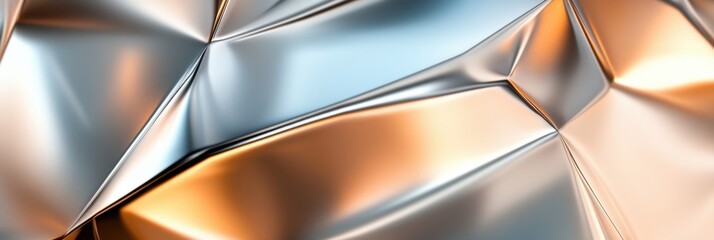 Poster - Abstract metallic texture with gold and silver tones in geometric pattern