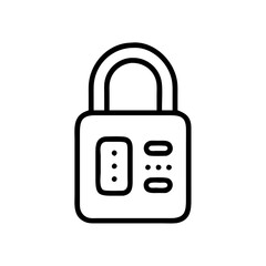 Poster - Black smart door lock icon isolated on white background for home security websites,smart home technology blogs and access control illustrations.