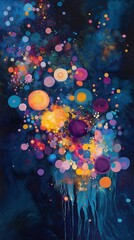 Wall Mural - Vibrant starry night with bright radiant cosmic spheres in deep space