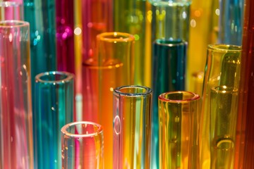 Poster - Colorful glass tubes stand upright, creating a vibrant and visually appealing display