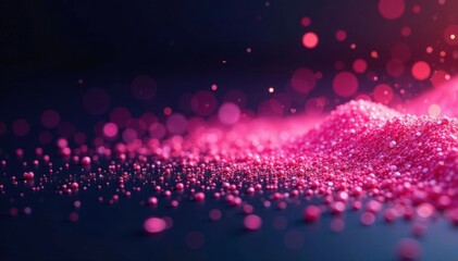 Wall Mural - Shimmering pink glitter dust settles on a dark abstract background, abstract, background, sparkle