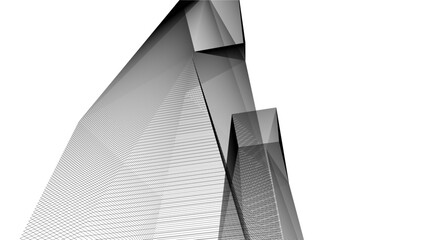 Wall Mural - abstract modern buildings, architectural 3d
