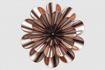 Poster - A stylized metallic flower with a copper finish, rendered in 3D.