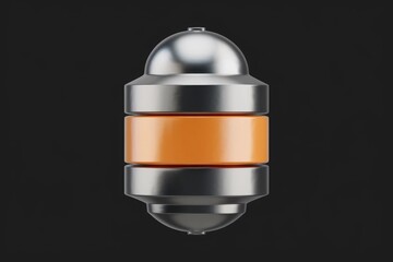 Poster - A metallic cylindrical object with an orange band in the middle.
