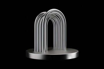 Poster - A silver metal sculpture of multiple arches on a circular base.