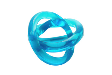 A stunning intertwined blue sculpture reflecting light, embodying creativity and elegance in a minimalist design isolated on transparent background