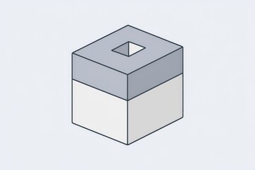 Poster - A simple, 3D cube with a square hole in the center