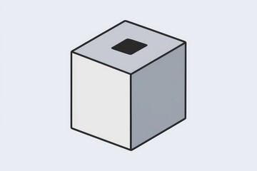 Poster - A simple 3D cube with a square hole in the top face.
