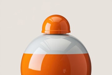 Poster - A closeup of an orange and white spherical bottle with a domeshaped lid.