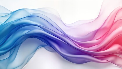 Aufkleber - Soft wavy fabric flows in blue pink and purple colors. Smooth silky fabric. Modern abstract design. Transparent silky satin. Fashionable fabric illustration for textile, design or fashion magazine.