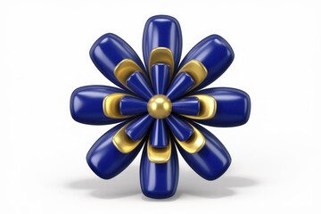 Poster - A stylized blue and gold flower with a glossy finish.