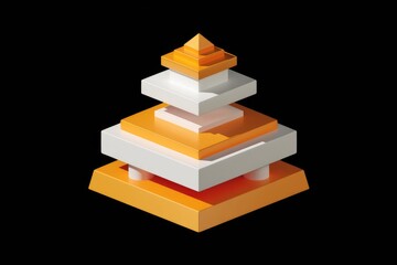 Poster - A stylized, geometric representation of a tiered structure.