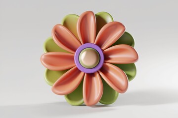 Poster - A stylized 3D flower with a multicolored center and petals.