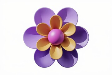 Poster - A stylized flower with purple petals, yellow inner petals, and a pink center.