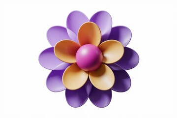 Poster - Abstract 3D flower with purple, orange and pink petals