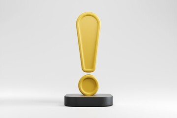 Poster - A 3D rendering of a yellow exclamation mark on a black base.
