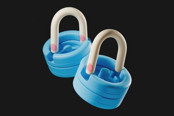 Poster - Two blue and white padlocks with pink accents, isolated on a transparent background.