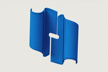 Poster - A blue, abstract logo formed of two curved shapes.