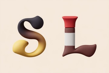 Poster - 3D rendered letters S and L in colorful and abstract style.