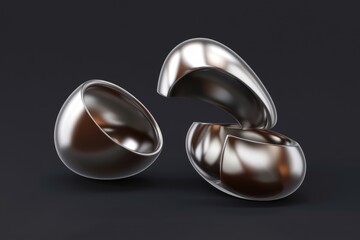 Poster - A metallic, abstract sculpture consisting of two curved, semispherical shapes.